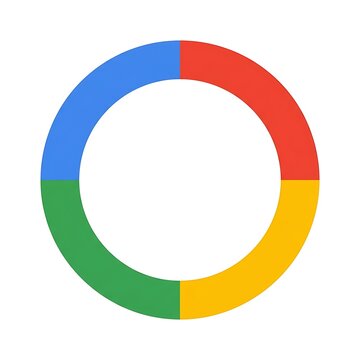 A colorful circle segment divided into four equal parts with flat vibrant primary colors