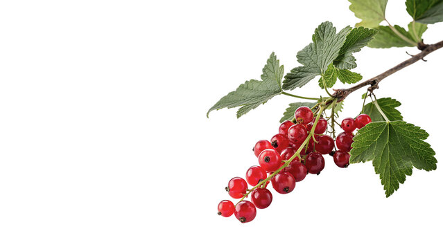 Green branch of fresh ripe red currant berries isolated on transparent background