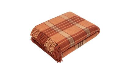 Folded warm brown checkered plaid blanket textile isolated on transparent background © Pendleton-png