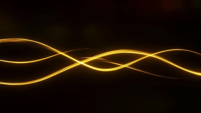 Golden light waves flow across a dark abstract digital space. Technology presentation, corporate title sequence, and digital communication design.