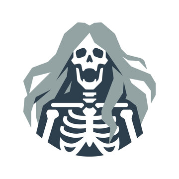 Hooded Skeleton Portrait With Grim Expression.