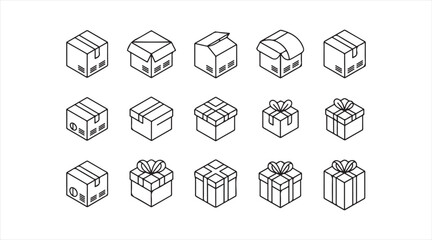 Fototapeta premium Gift Box and Wrapped Present Symbol Collection