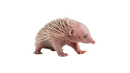 Small pink hedgehog wild animal walking isolated on transparent background © AmeliaLily