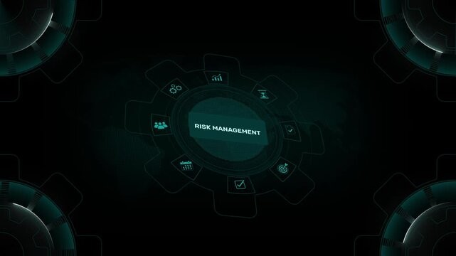 Risk management enterprise assessment and mitigation strategy on digital gear HUD background loop