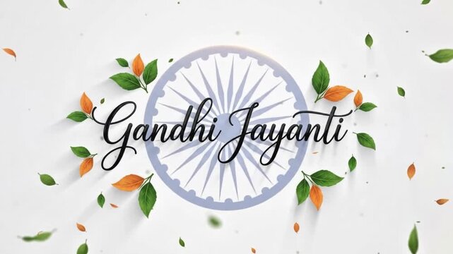 Gandhi Jayanti Indian Holiday Celebration with Ashoka Chakra Design 4k