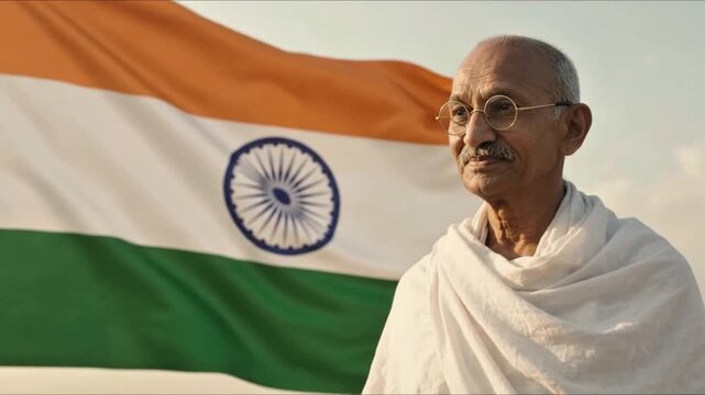Mahatma Gandhi Jayanti Indian National Flag Tribute Celebration Day 4k