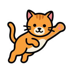 Obraz premium Playful Orange Tabby Cat Leaping Mid Air with Paw Extended
