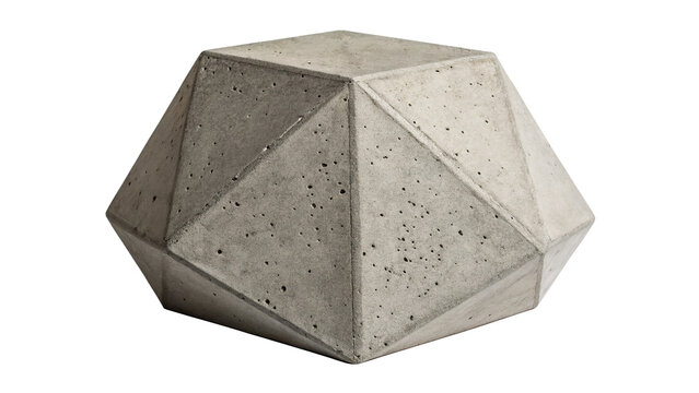 Abstract geometric low poly concrete block object isolated on transparent background