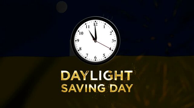 Analog wall clock showing time adjustment for daylight saving day event concept