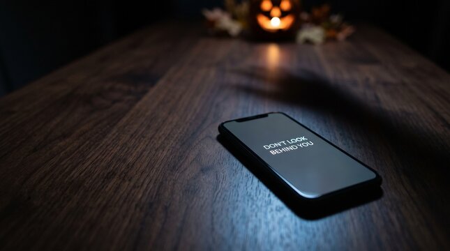  Mysterious Smartphone Glowing Alone on a Dark Halloween Night