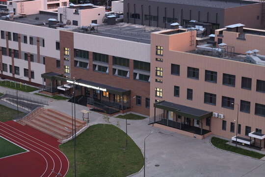 28.07.2026, Russia, Kirov, school, school building in the evening.