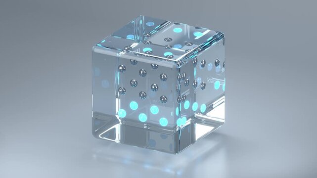 Glowing lattice pulsating in a transparent glass cube