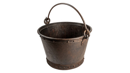 Vintage metallic iron bucket water container object isolated on transparent background © Rosie Rogers