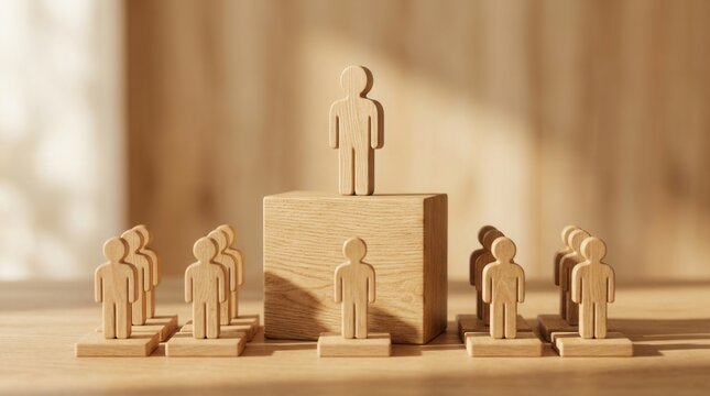 Clarified responsibilities and workflow represented by a wooden team organization hierarchy.