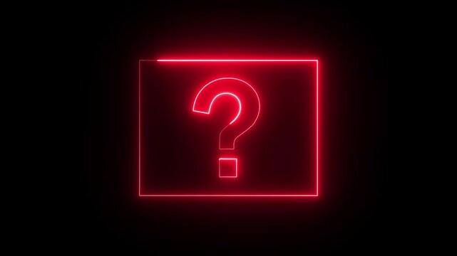 Glowing neon blue color question mark sign icon animation quiz confusion mark punctuation interrogative sign education