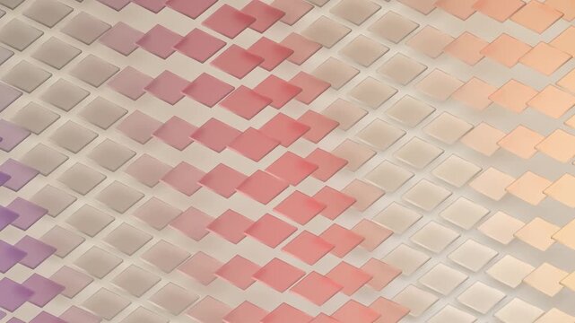 Orderly waves of undulating array of gradient colored squares