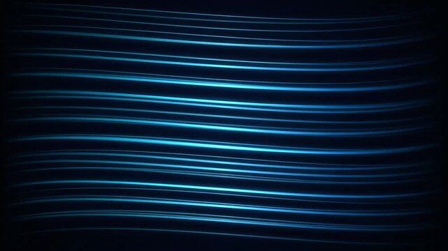 Blue Neon Lines Motion Background Featuring Glowing Horizontal Waves Moving Across Dark Digital Scree