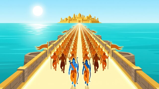 anar Sena &ndash; Marching Across the Completed Ram Setu Toward Lanka
