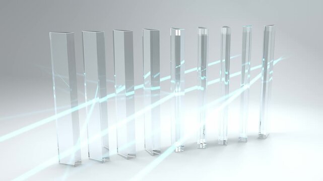 Light is refracted through a transparent glass grating