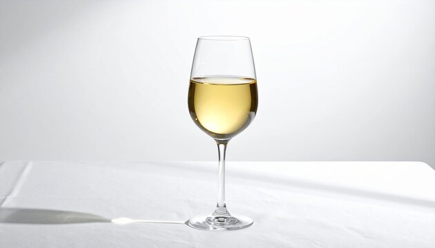 Elegant glass of white wine on clean surface.