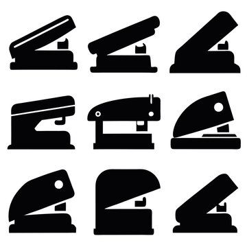 Set of simple silhouette stapler logo icon design  