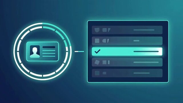 Privileged access approval concept with temporary credential and review panel, animated motion graphic