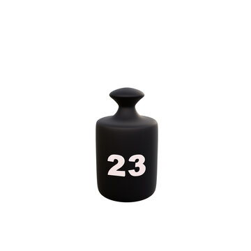 23 kg. weight of kilogram text isolated on white background. 3d render.