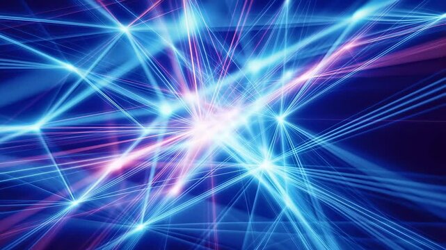 Intersecting glowing blue and pink lines form a dynamic light network with pulsing white nodes on a dark background. Animated texture shows lines and points of light with pulsing motion.