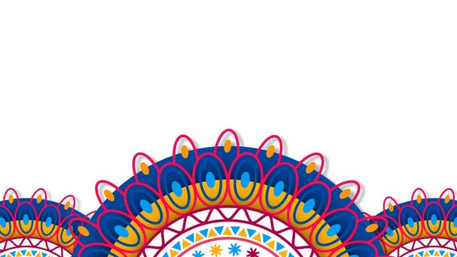 National Hispanic Heritage Month Colorful Ethnic Folk Pattern Border Background Animation.