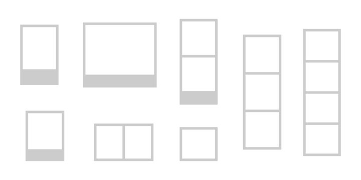 Various empty photo frames and polaroid style templates