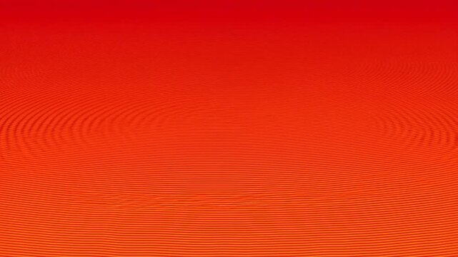 Red and orange concentric ripple waves flow outward continuously across a solid red background. Abstract background features rippled wave pattern with rhythmic movement.