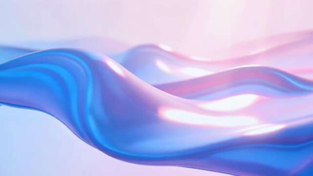 Flowing blue and pink liquid waves with sparkling particles against gradient background