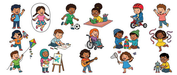 Fototapeta premium Diverse Children Enjoying Various Activities