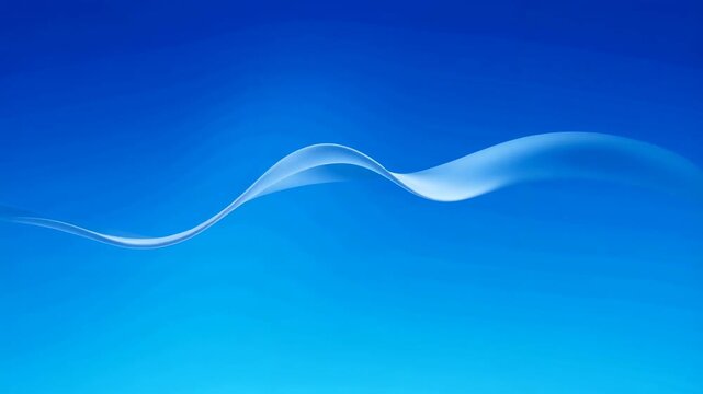White fluid ribbon swirling against gradient blue background