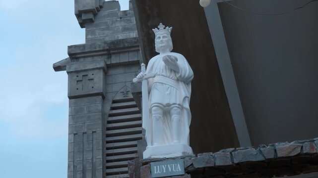 Christ the King Cathedral (Nha tho Nui), also known as the Mountain Church or Stone Church built in the French Gothic Revival style, located in Nha Trang, Vietnam. Shot in motion