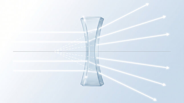 Concave lens demonstrating light divergence in scientific illustration  
