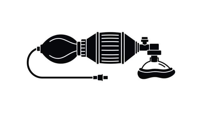Medical manual resuscitator bag mask device for emergency oxygen delivery isolated on a white background