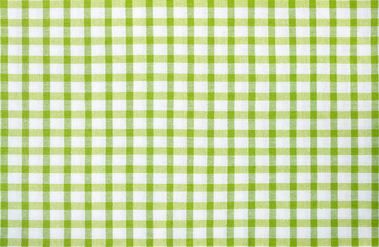 Green and white gingham checkered tablecloth pattern background