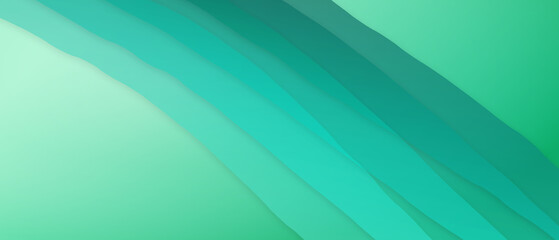 Fototapeta premium Modern green abstract wave background with overlapping paper cut layers and smooth diagonal gradient transitions for digital design projects