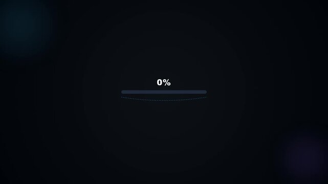 Digital progress bar loading completion abstract animation with percentage indicator