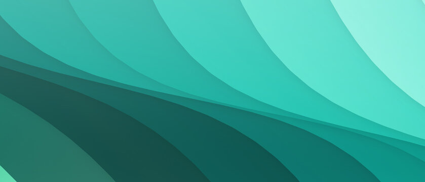 Abstract layered wave background in vibrant teal and green tones with smooth curved shapes