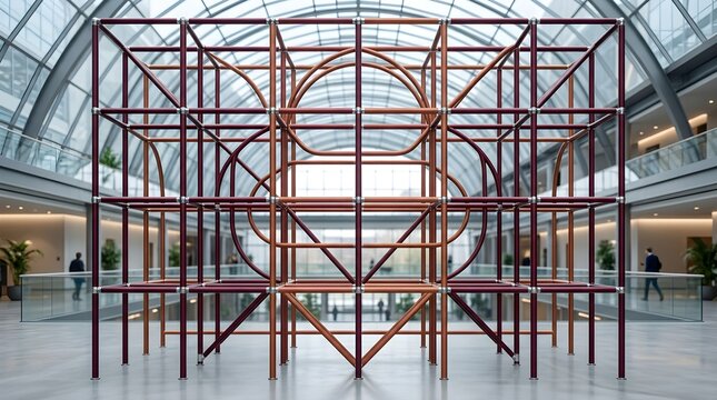 Modern geometric architectural installation indoors.