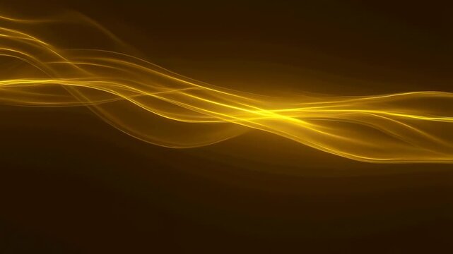 Golden light waves flow across a dark abstract field. Technology intros, digital title sequences, and website hero sections.