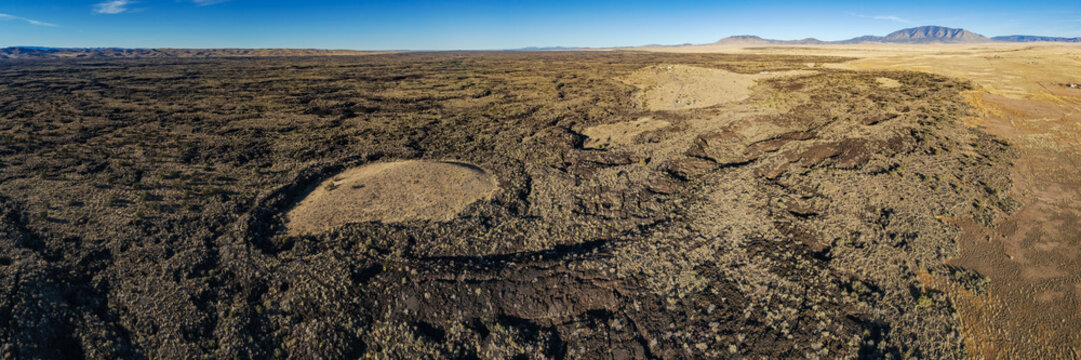 Aerial view of volcanic Lava Field at el malpais national monument