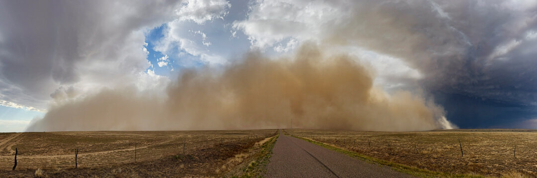 Approaching Haboob Dust Storm approaches open field in fowler colorado