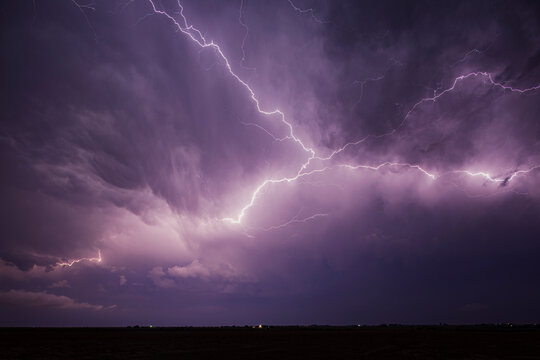 Lightning storm over la junta, colorado in Midwest Tornado Alley