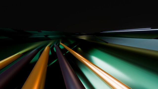 Abstract digital artwork with glowing futuristic light lines