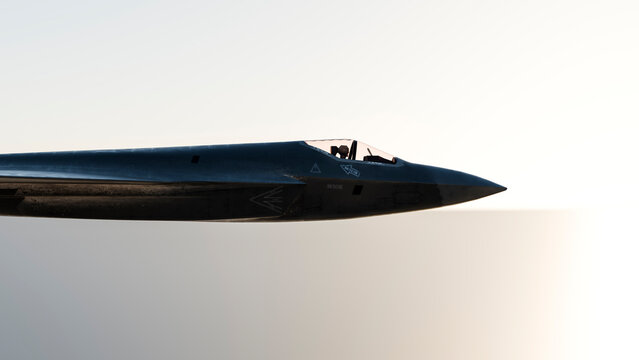 Stealth fighter jet profile showing cockpit and nose