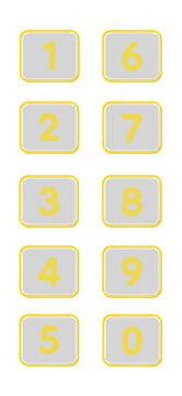 0&ndash;9 Gold Glass Number Icon Set with Metallic Border, Glossy Transparent Glassmorphism Square UI Buttons, Luxury 3D Digital Numeral Symbols for Web Design, App Interface, Dashboard, Ranking 