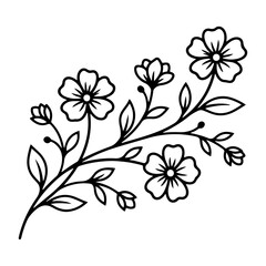 Fototapeta premium minimal botanical graphic sketch drawing, trendy tiny tattoo design, floral elements illustration